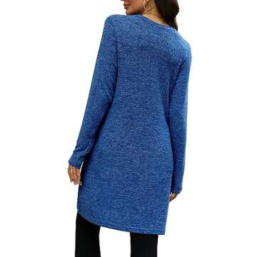 Long Sleeve Dresses for Women Sweater Dress Winter Side Pockets Black Blue S