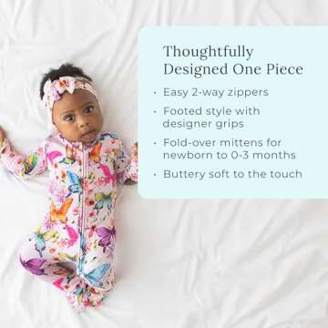 Posh Peanut Baby Girl Sleepers - Viscose from Bamboo Baby Pajamas & 2 Way Zipper Sleepers - Ruffled Baby Clothes for Girls (Newborn / 0-3 Months) Erin