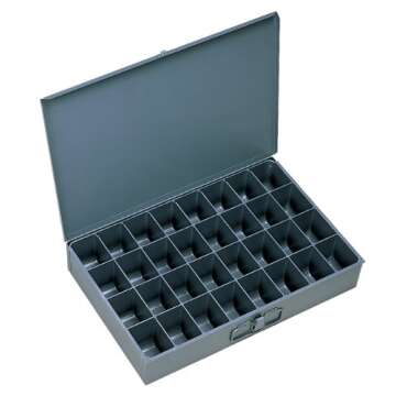 Durham 107-95-IND Gray Cold Rolled Steel Individual Large Scoop Box, 18" Width x 3" Height x 12" Depth, 32 Compartment