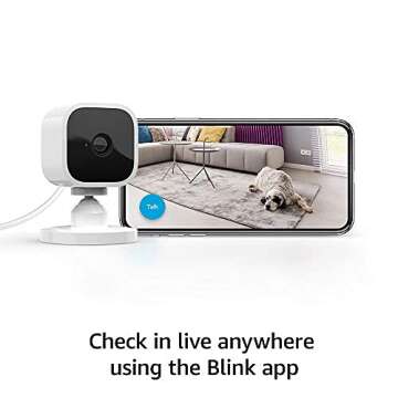 Blink Mini - Compact indoor plug-in smart security camera, 1080p HD video, night vision, motion detection, two-way audio, easy set up, Works with Alexa – 2 cameras (White)