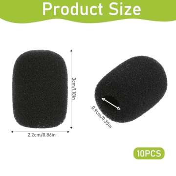 10 Pack Mini Foam Windscreen Covers for Headset Microphones