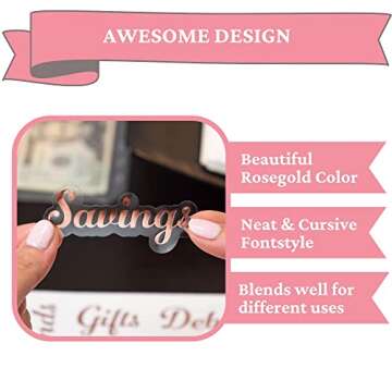 Budget Stickers Rosegold for Cash Envelopes, Vinyl Budgeting Sticker Labels, Binder Envelope Label Organizer for Personalized Wallet, Monthly Planners, Coupon, Savings & Bills, Word Letter Decal