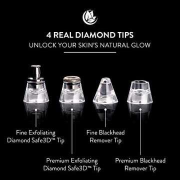 Microderm GLO MINI Diamond Microdermabrasion and Suction Tool - Best Blackhead Remover Pore Vacuum - #1 Advanced Facial Treatment Machine - Anti Aging Wrinkle Care For Collagen Production & Acne Scars