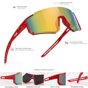 SEKKAF Youth Baseball Sunglasses for Boys Girls Age 6-12 Softball Cycling Sports Sunglasses for Kids Lightweight Frame