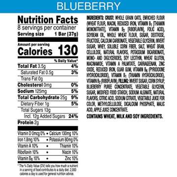 Nutri-Grain Soft Baked Breakfast Bars, Made with Whole Grains, Kids Snacks, Blueberry (6 Boxes, 48 Bars)