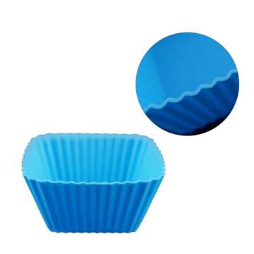 30 Pack Silicone Baking Cups, 2.5 inches Square Baking Cups Cupcake Liners, Heavy Duty Reusable & Non-stick Muffin Cupcake Liners for Bakery Molds Supplies, Multicolor