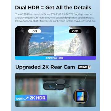 VIOFO A229 Plus Dash Cam - Dual Front & Rear 1440P