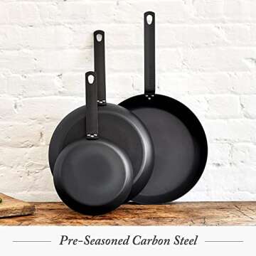 Merten & Storck Pre-Seasoned 8" Carbon Steel Frying Pan - Versatile & Durable