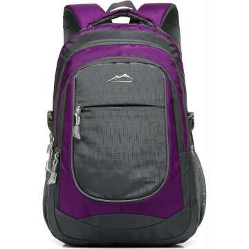 ProEtrade Sturdy Backpack for College & Travel, Fits 15.6" Laptops – Purple A