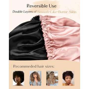 YANIBEST Double Layer Satin Bonnet Silk Bonnet Adjustable Hair Bonnet for Sleeping Hair Bonnets for Women Curly Natural Hair