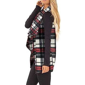 Unidear Red Christmas Sweater Vest Women Buffalo Plaid Vest Sleeveless Cardigan Jacket Coat with Pockets 23 Red S