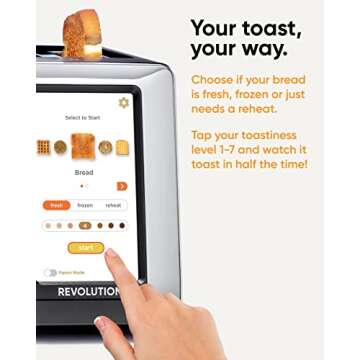 Revolution InstaGLO® R180B Toaster, in Black/Chrome + Revolution Toastie Press (BUNDLE) – Perfect Toast, Grilled Cheeses, Quesadillas, and Paninis in your Toaster (2 items)