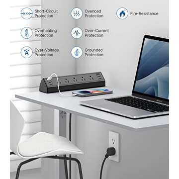 Fast Charging Station with 4 USB-C Ports & 5 Outlets