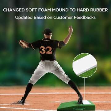 Portable Pitching Mound for Baseball Pitchers Mound Baseball for Backyard Practice with Antifade Turf and Regulation Size Pitching Rubber 30 x 30 x 4 Inch