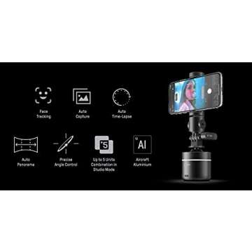 Auto Face Tracking Tripod for iPhone with 360 Rotation, Stabilizer Stand, OSBOT AI Motion Tracker and PIVOS Pod Phone Holder, Perfect for Video Recording, or vLog, Used by Content Creator Essentials