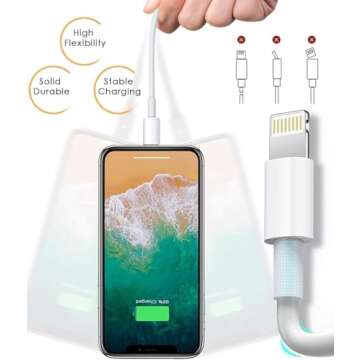 Susnwere 4 Pack [Apple MFi Certified] Apple Charging Cables 6ft, iPhone Chargers, Lightning Fast iPhone Charging Cord for iPhone 12/11/11Pro/11Max/ X/XS/XR/XS Max/8/7, ipad(White)