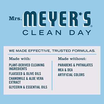 MRS. MEYER'S CLEAN DAY Moisturizing Body Wash for Women and Men, Biodegradable Shower Gel Formula Made with Essential Oils, Rain Water, 16 oz Bottle, Pack of 3