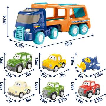 FGSOSO 7-in-1 Cartoon Vehicle Playset for Toddlers