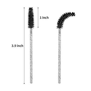 CHEFBEE 100PCS Disposable Eyelash Brush, Mascara Wands Makeup Brushes Applicators Kits for Eyelash Extensions and Eyebrow with Container (Black)