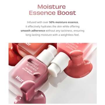 House of Hur Moist Ampoule Blusher, Buildable Water-based Formula, Infused with over 50% moisture essence, no tackiness, long-lasting moisture, weightless feel (06 Cherry Blossom, 20ml)