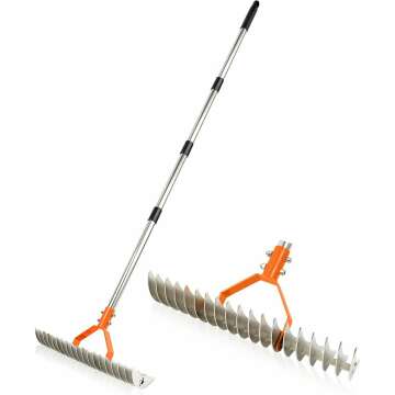 15-Inch Steel Thatch Rake for Efficient Lawn Grooming & Soil Prep