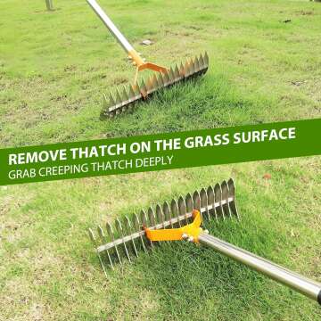 Durable 15-Inch Steel Thatch Rake for Lawn Care