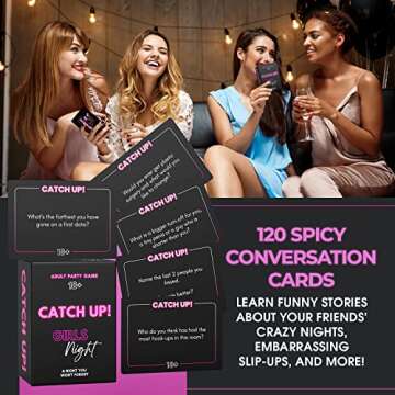 BLY Games Catch Up! Girls Night 18+ Party Game | Spicy Thought Provoking Conversation Starters for Fun Girls Nights, Bachelorette and Birthday Party