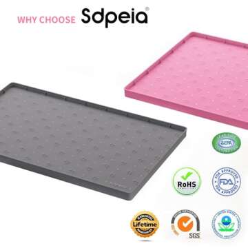 Sdpeia Under Sink Mat for [34" x 22"] Cabinet, 2024 New Upgraded Silicone Waterproof Mat Kitchen Cabinet Liner Holds Over 3.3 Gallons, Cabinet Protector Under Sink Tray for Drips, Leaks, Spills(Grey)