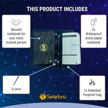 "Protect Your Crypto Investments: Secure Your Seed Phrases with Double Notebooks and Fireproof Bag"- Cryptocurrency Recovery Phrase - Waterproof Password Keeper - Cold Wallet - Password Manager