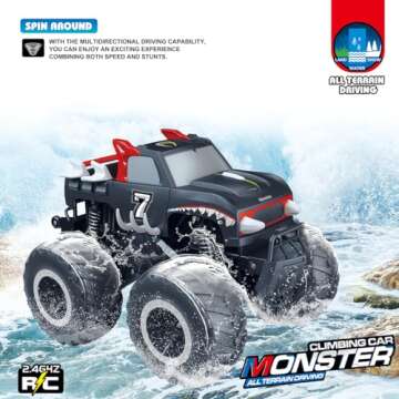 Threeking 1:16 Waterproof Monster Truck Pickup Toys RC Cars Remote Control Car Truck Toys 4WD All Terrain Off-Road Car Toy Gifts Presents 6 7 8 9 10 11 12 Year Old Kids Boys Girls Toys