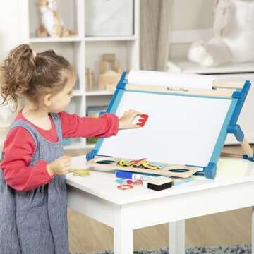 Melissa & Doug Deluxe Double-Sided Tabletop Easel (Arts & Crafts, 42 Pieces, 17.5” H x 20.75” W x 2.75” L, Great Gift for Girls and Boys - Best for 3, 4, 5 Year Olds and Up),Gold