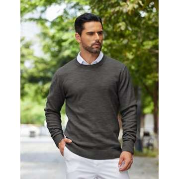 Brown Men's Long Sleeve Knitted Sweater - COOFANDY