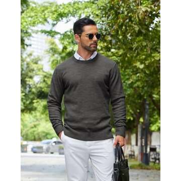 Brown Men's Long Sleeve Knitted Sweater - COOFANDY