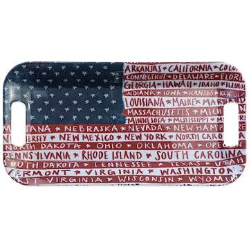 Boston International Melamine Tray with Handles 4th of July Americana Serving Trays, 15 x 8-Inches, One Flag One Nation