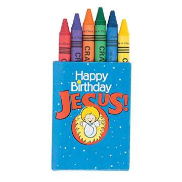 Fun Express - Happy Birthday Jesus CrayonS-4dz for Christmas - Basic Supplies - Drawing - Crayons - Christmas - 48 Pieces