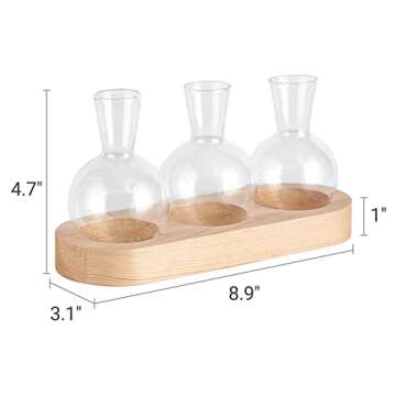 Mkono Desktop Plant Propagation Glass Vase Station Retro Plant Terrarium with Wooden Tray Bulb Flower Vase Container Perfect for Propagating Hydroponic Plants Home Office Decor Plant Lover Gift Idea