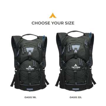 TETON Sports Oasis 18L Hydration Pack with Free 2-Liter Water Bladder; The Perfect Backpack for Hiking, Running, Cycling, or Commuting