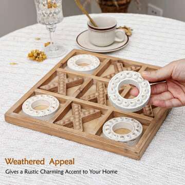 Rustic Wooden Tic Tac Toe Game - Family Fun & Decor