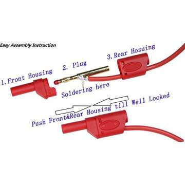 10Pcs Safety Fully Insulated Multimeter Test Leads 4mm Banana Plugs Male Stackable Connectors with Banana Jack Adapters