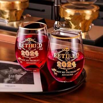 Retirement Stemless Wine Glass Gift for 2024