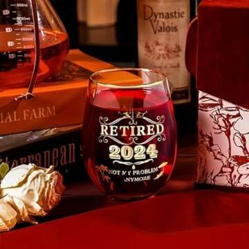 Retirement Stemless Wine Glass Gift for 2024