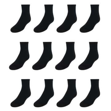 Hanes boys Extra Durable Ankle Multipack athletic socks, Black, Small - 4.5-8.5 US