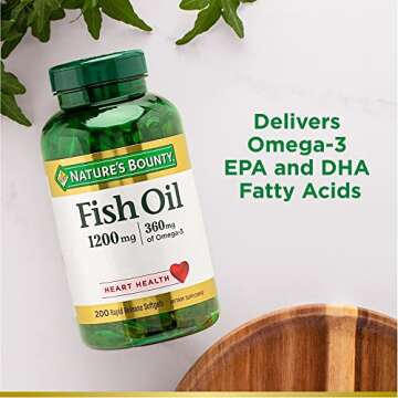 Nature's Bounty Fish Oil, Supports Heart Health, 1200 Mg, 360 Mg Omega-3, Rapid Release Softgels, 200 Ct