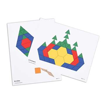 Learning Advantage Pattern Block Activity Cards - In-Home Learning Activity for Early Math & Geometry - Set of 20 - Teach Creativity, Sequencing and Patterning