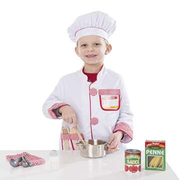 Melissa & Doug Chef Role Play Costume Set With Accessories - Pretend Chef Outfit For Kids Ages 3+