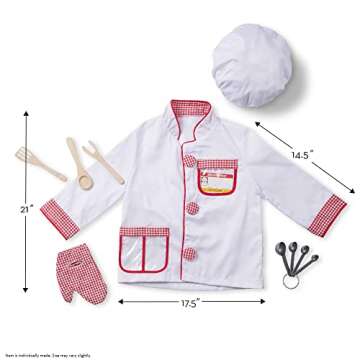 Melissa & Doug Chef Role Play Costume Set With Accessories - Pretend Chef Outfit For Kids Ages 3+