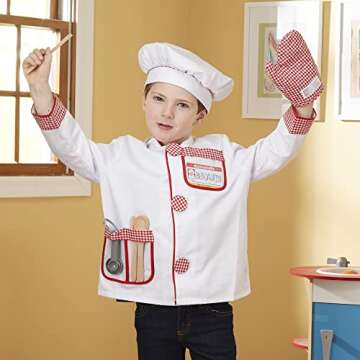 Melissa & Doug Chef Role Play Costume Set With Accessories - Pretend Chef Outfit For Kids Ages 3+