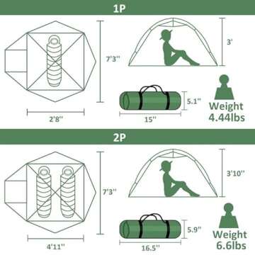 Clostnature Libra Lightweight Backpacking Tent - 2 Person 4 Season Ultralight Waterproof Camping Tent, Large Size Easy Setup Tent for Winter, Cold Weather, Family, Outdoor, Hiking and Mountaineering