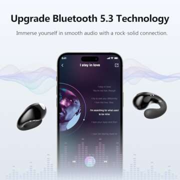 Open Ear Clip On Headphones Bluetooth 5.3 Wireless Earbuds 4 HD Mic with 50 Hours Reproduction LED Display Charging Case, 2024 New Air Conduction Headphones, IPX7 Waterproof Sport Ear Buds, Black