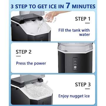 Joy Pebble Nugget Ice Maker, 10,000pcs/33lbs/Day, Portable Handheld Nugget Ice Maker Machine with Handle, Ice Makers Countertop Self-Cleaning, Ice Scoop and Basket